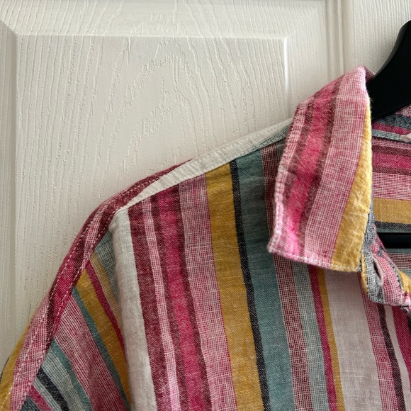 BeachLunchLounge Retro Tutti-frutti Stripe Linen Blend Size S/P - Picture 4 of 7